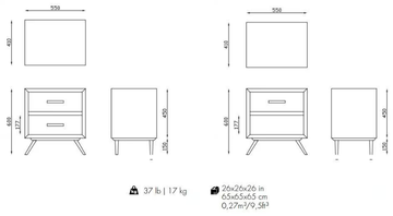 SPACE - Rectangular wooden bedside table with drawers by Mambo Unlimited Ideas - view 3